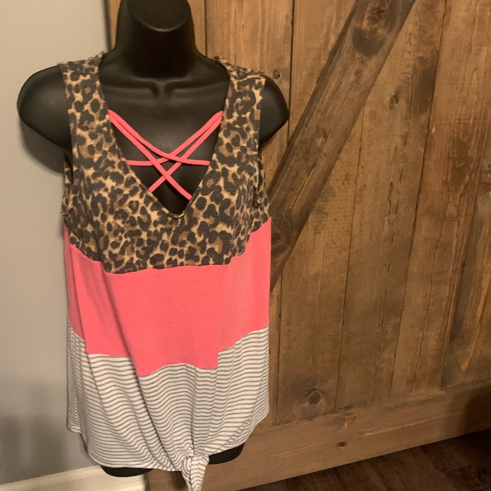Stripe & cheetah tank